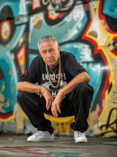 The Retired Rapper OG male portrait